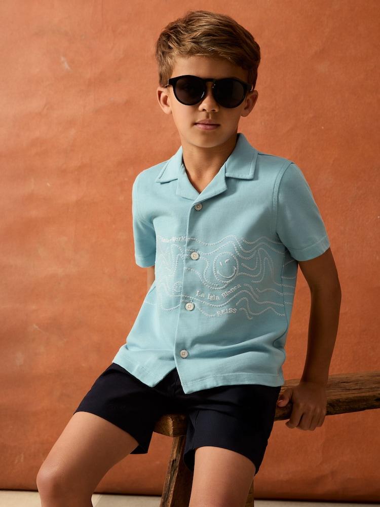 reiss 9-13 yrs SmileyWorld | Reiss Embroidered Shirt in Sky Blue
