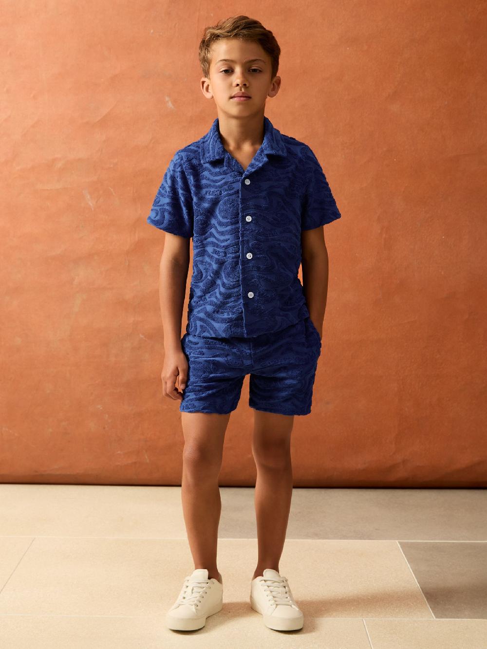 Reiss 9-13 Yrs SmileyWorld | Reiss Wave Texture Shirt In Bright Blue