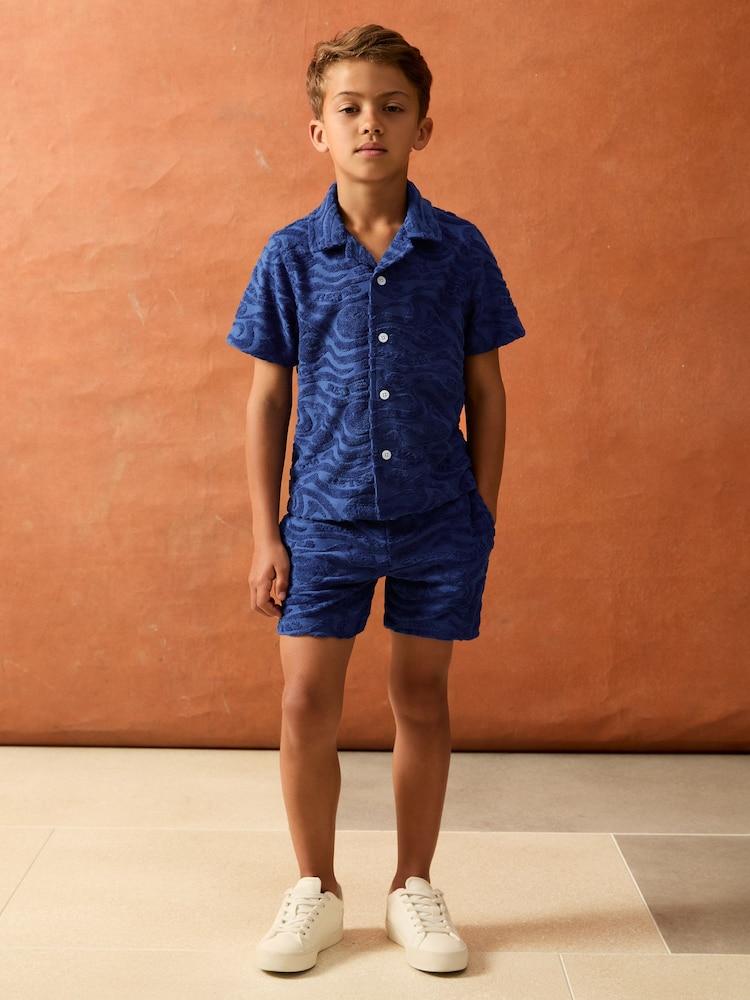reiss 9-13 yrs SmileyWorld | Reiss Wave Texture Shirt in Bright Blue