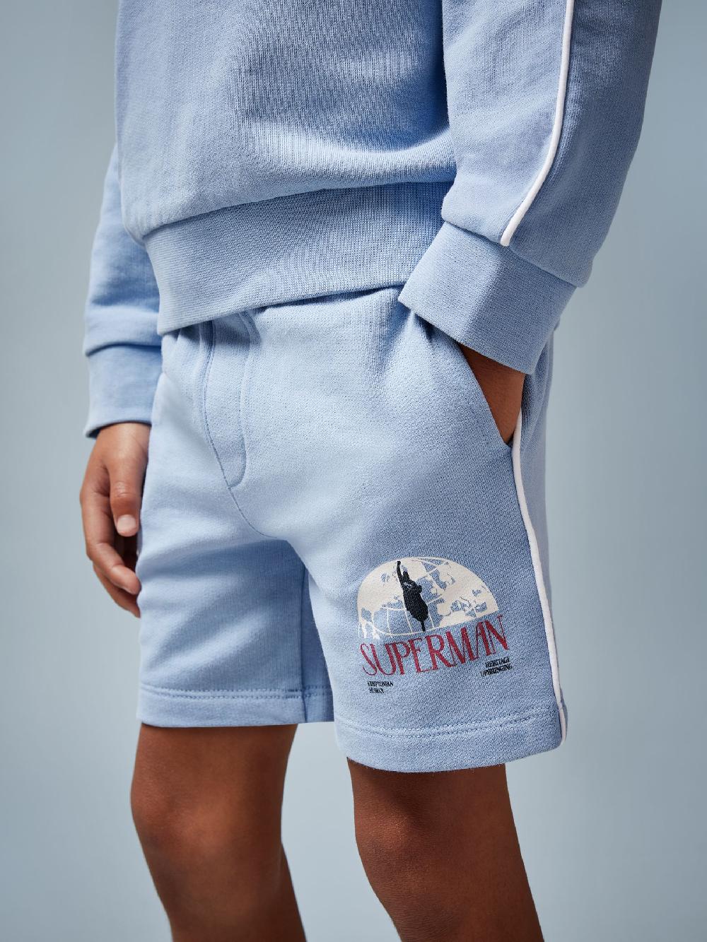 Reiss 9-13 Yrs Superman | Reiss Logo-Print Shorts In Light Blue