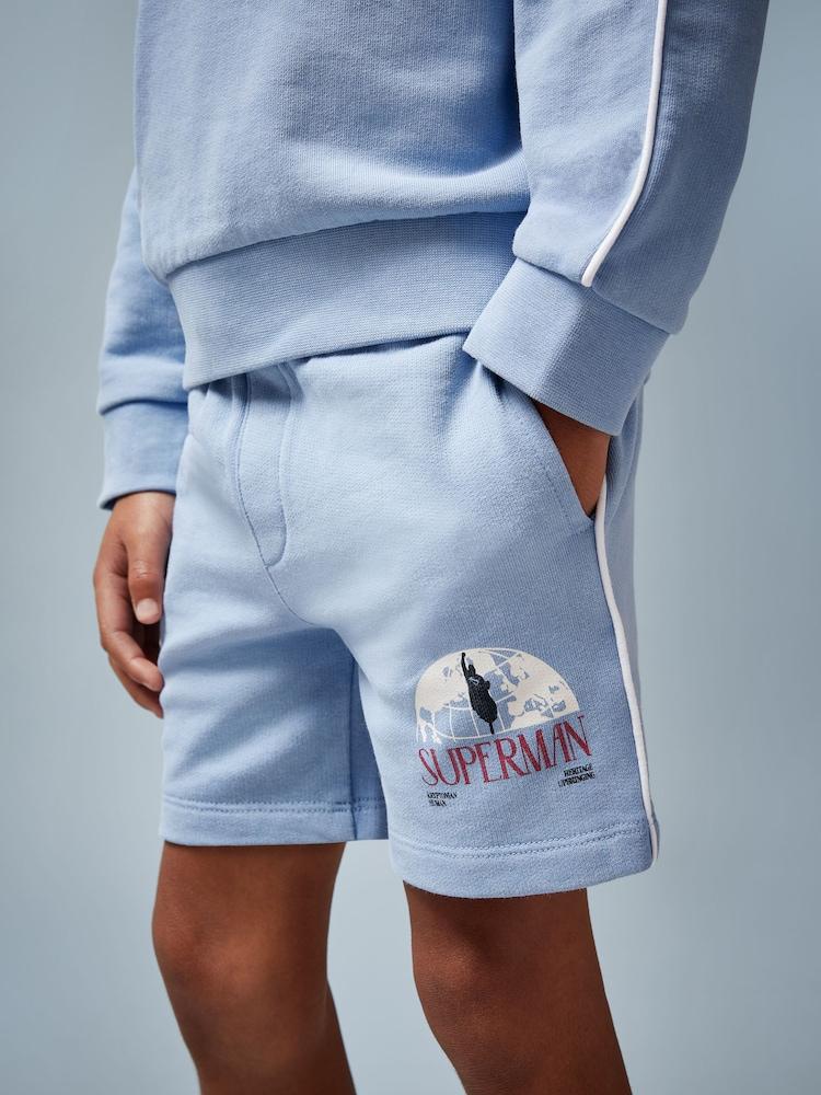 reiss 9-13 yrs Superman | Reiss Logo-Print Shorts in Light Blue