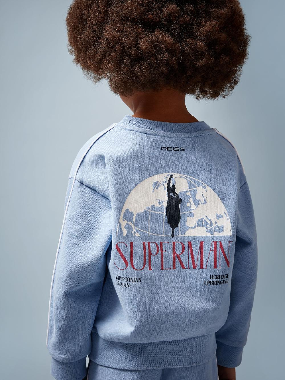 Reiss 9-13 Yrs Superman | Reiss Logo Print Sweatshirt In Light Blue