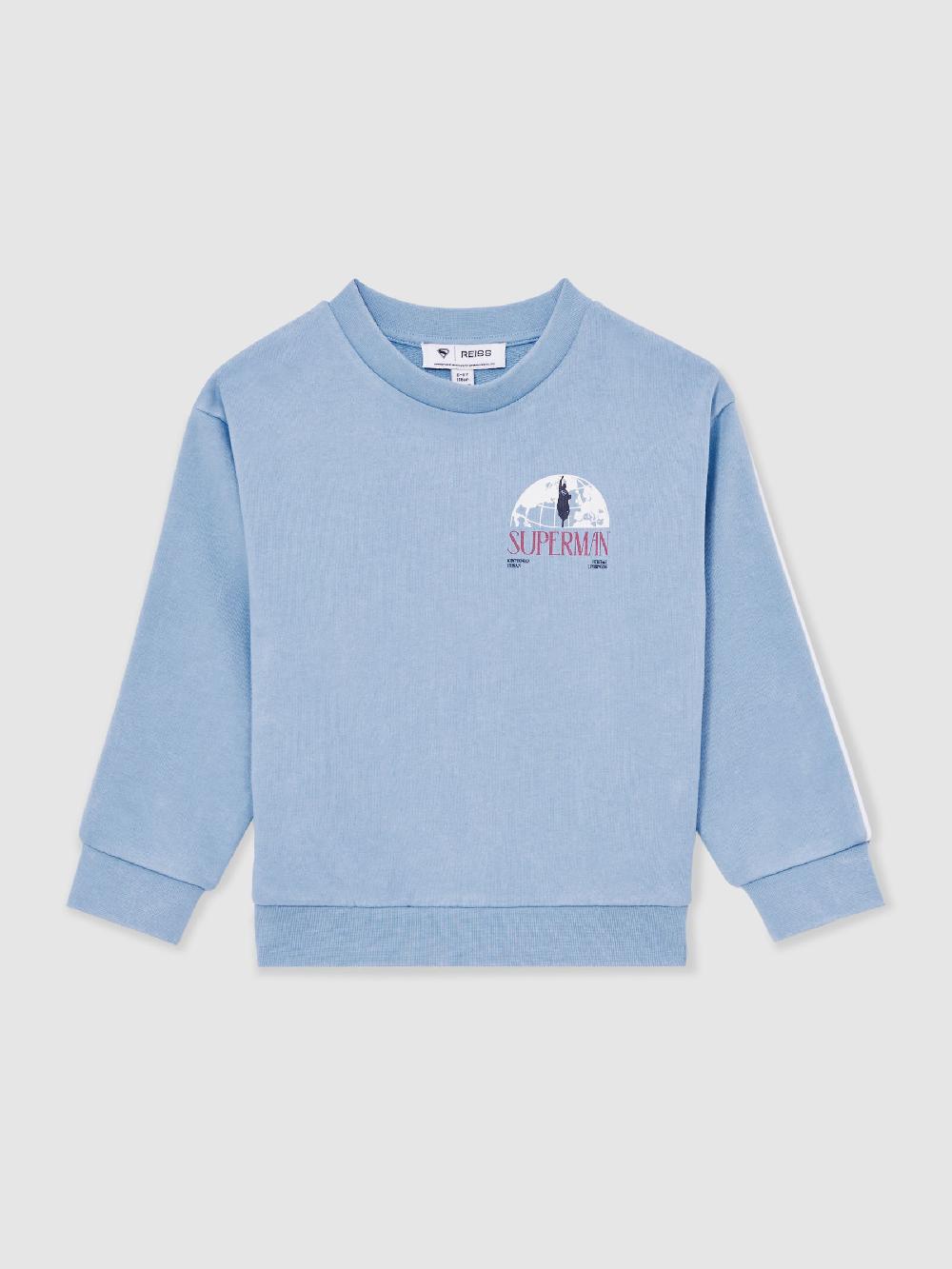 Reiss 9-13 Yrs Superman | Reiss Logo Print Sweatshirt In Light Blue