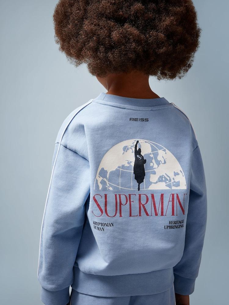 reiss 9-13 yrs Superman | Reiss Logo Print Sweatshirt in Light Blue