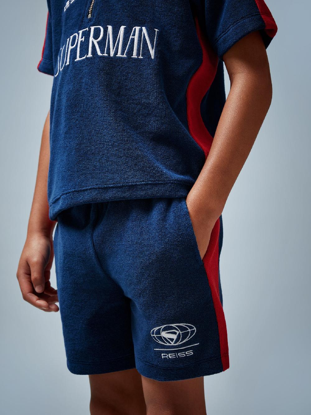Reiss 9-13 Yrs Superman | Reiss Towelling Shorts In Blue/Red