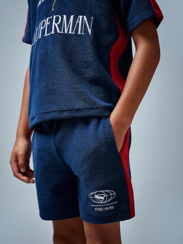 reiss 9-13 yrs Superman | Reiss Towelling Shorts in Blue/Red