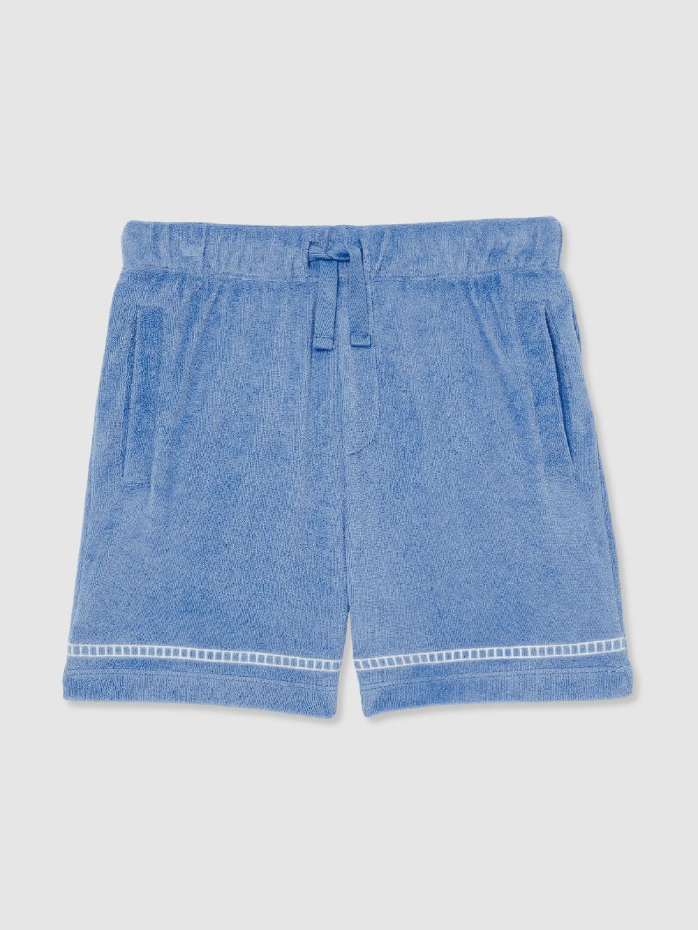 Reiss 9-13 Yrs Towelling Brand-Embroidered Shorts In Airforce Blue