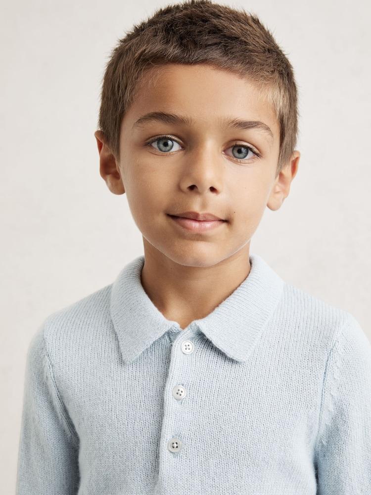 reiss 9-13 yrs Wool And Cashmere Polo Jumper in Blue Fog