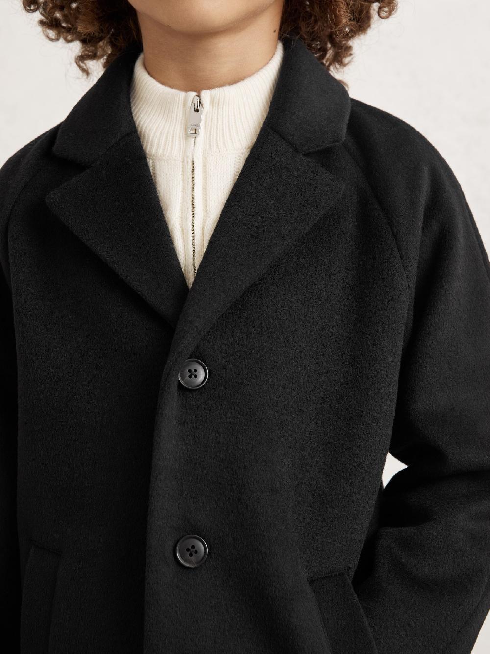 Reiss 9-13 Yrs Wool-Blend Raglan-Sleeve Overcoat In Black