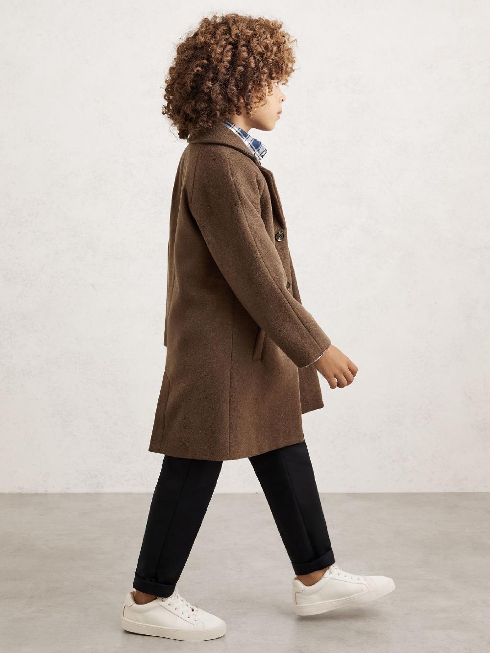 Reiss 9-13 Yrs Wool-Blend Raglan-Sleeve Overcoat In Light Brown