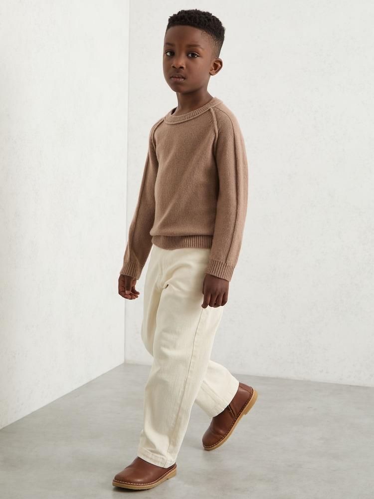 reiss 9-13 yrs Wool-Cashmere Reverse-Seam Jumper in Camel