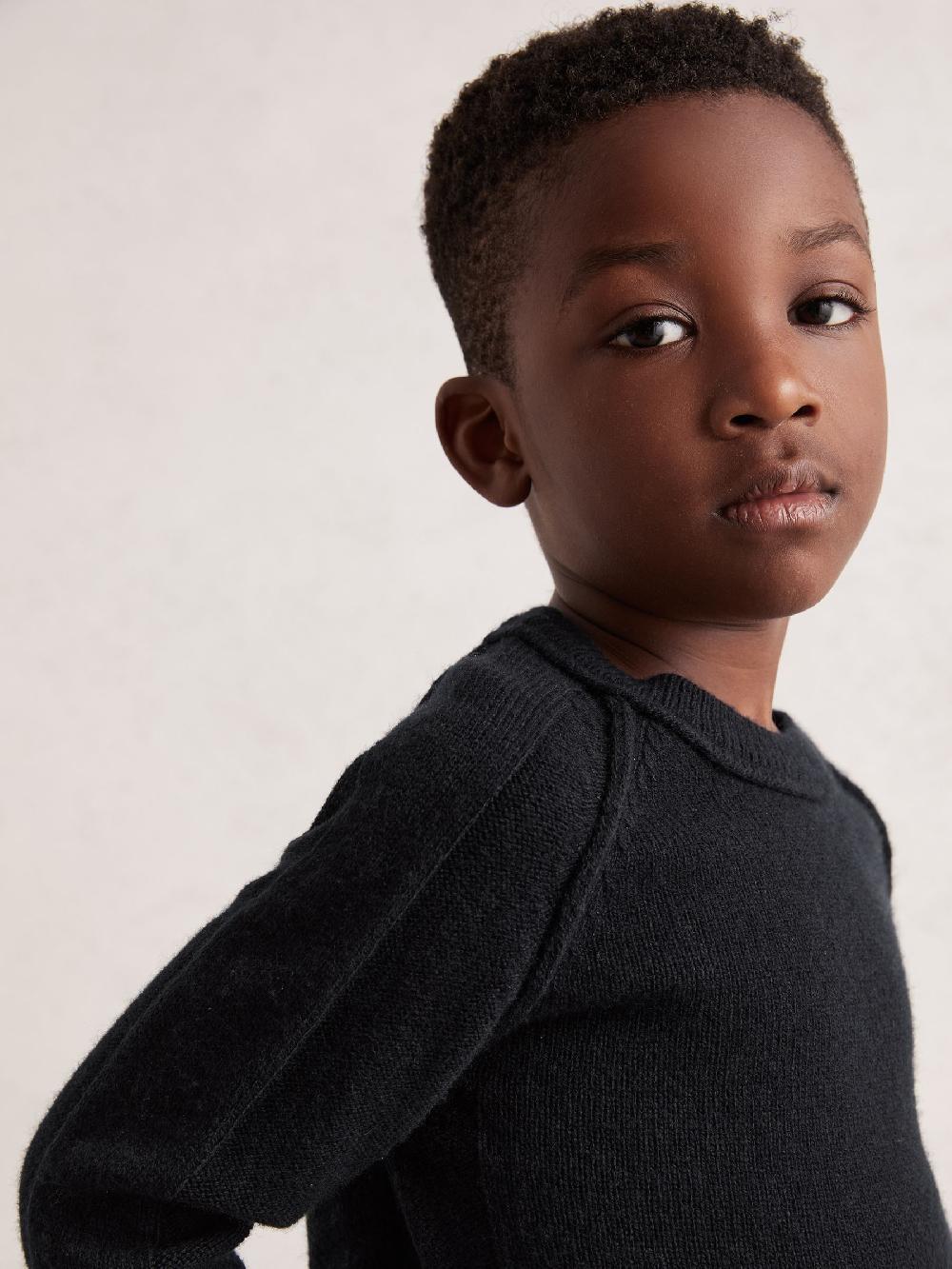 Reiss 9-13 Yrs Wool-Cashmere Reverse-Seam Jumper In Navy