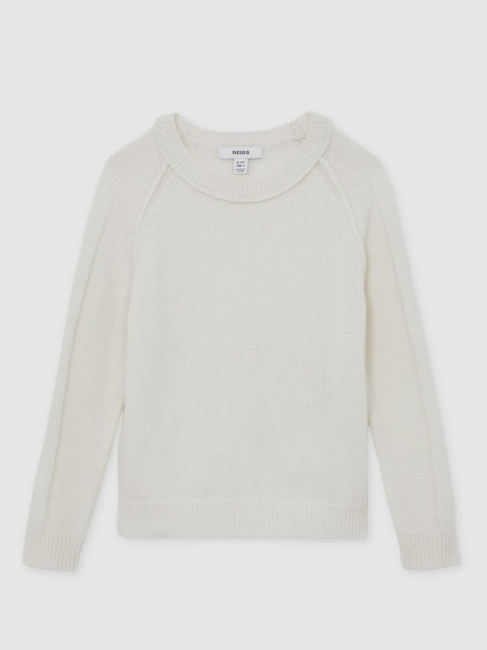 Reiss 9-13 Yrs Wool-Cashmere Reverse-Seam Jumper In Off White