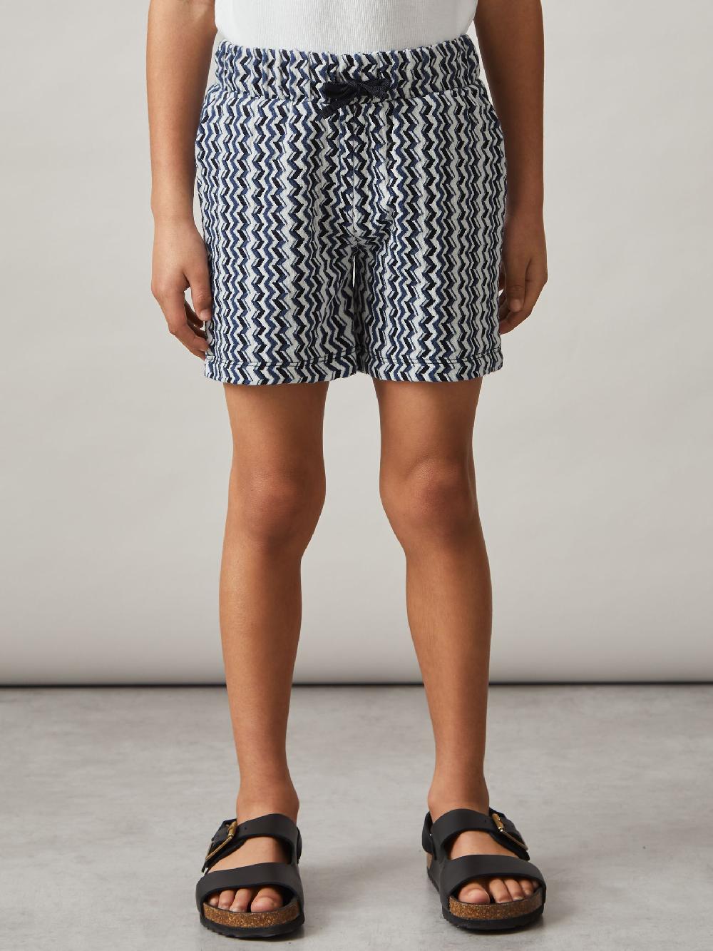 Reiss 9-13 Yrs Zig-Zag Knit Drawstring Shorts In Blue