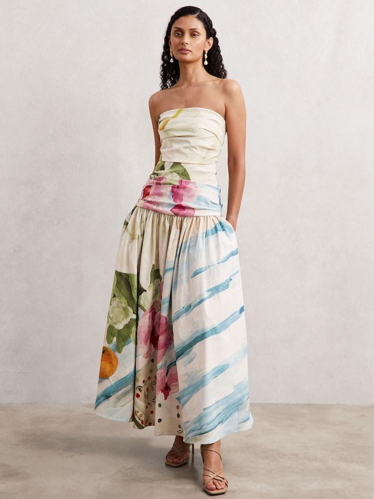 reiss Acler Orange Print Nershall Maxi Dress in Orange Print