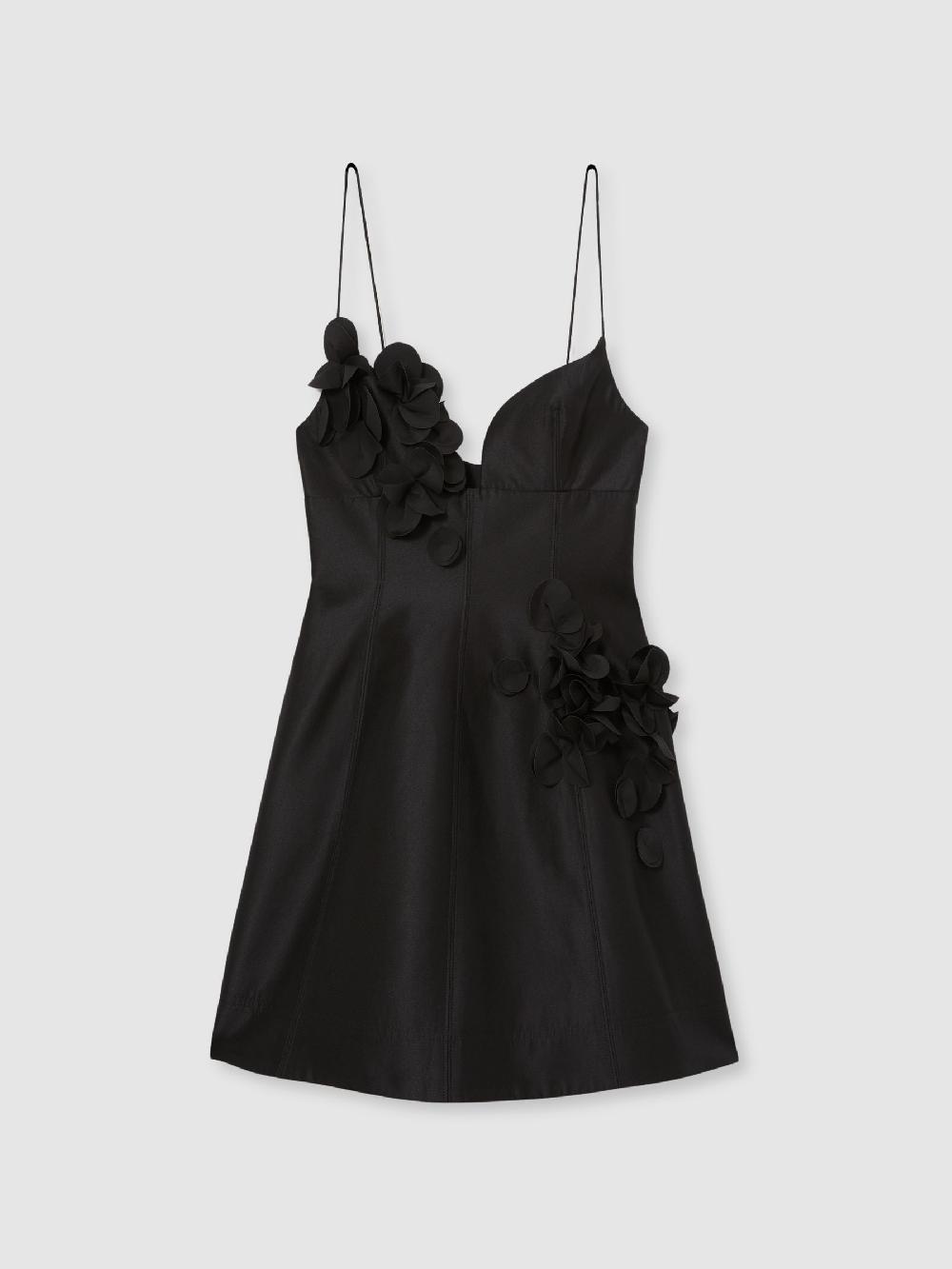 Reiss Acler Petal Detail Fitted Mini Black Dress In Black