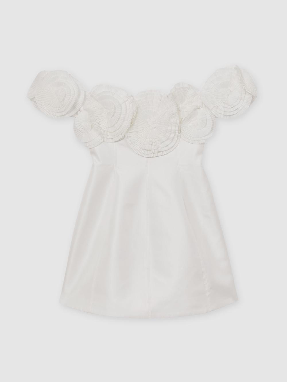 Reiss Acler Rosette Off-Shoulder Mini Dress In Ivory