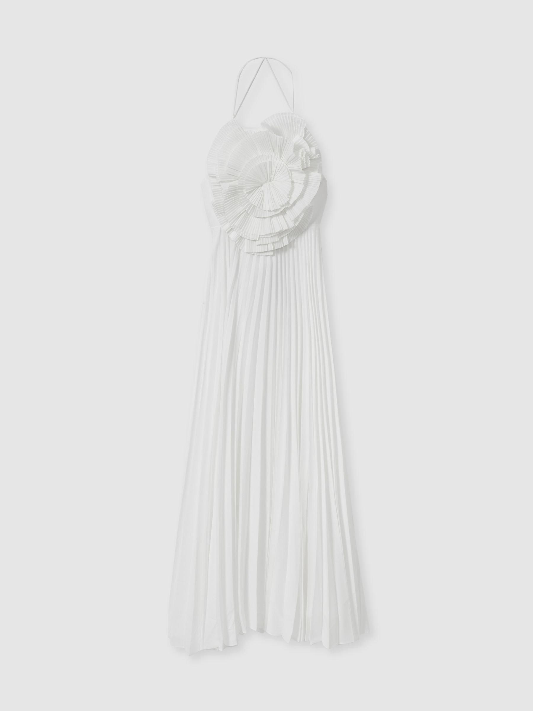 Reiss Acler Satin Pleated-Ruffle Maxi Dress In Ivory