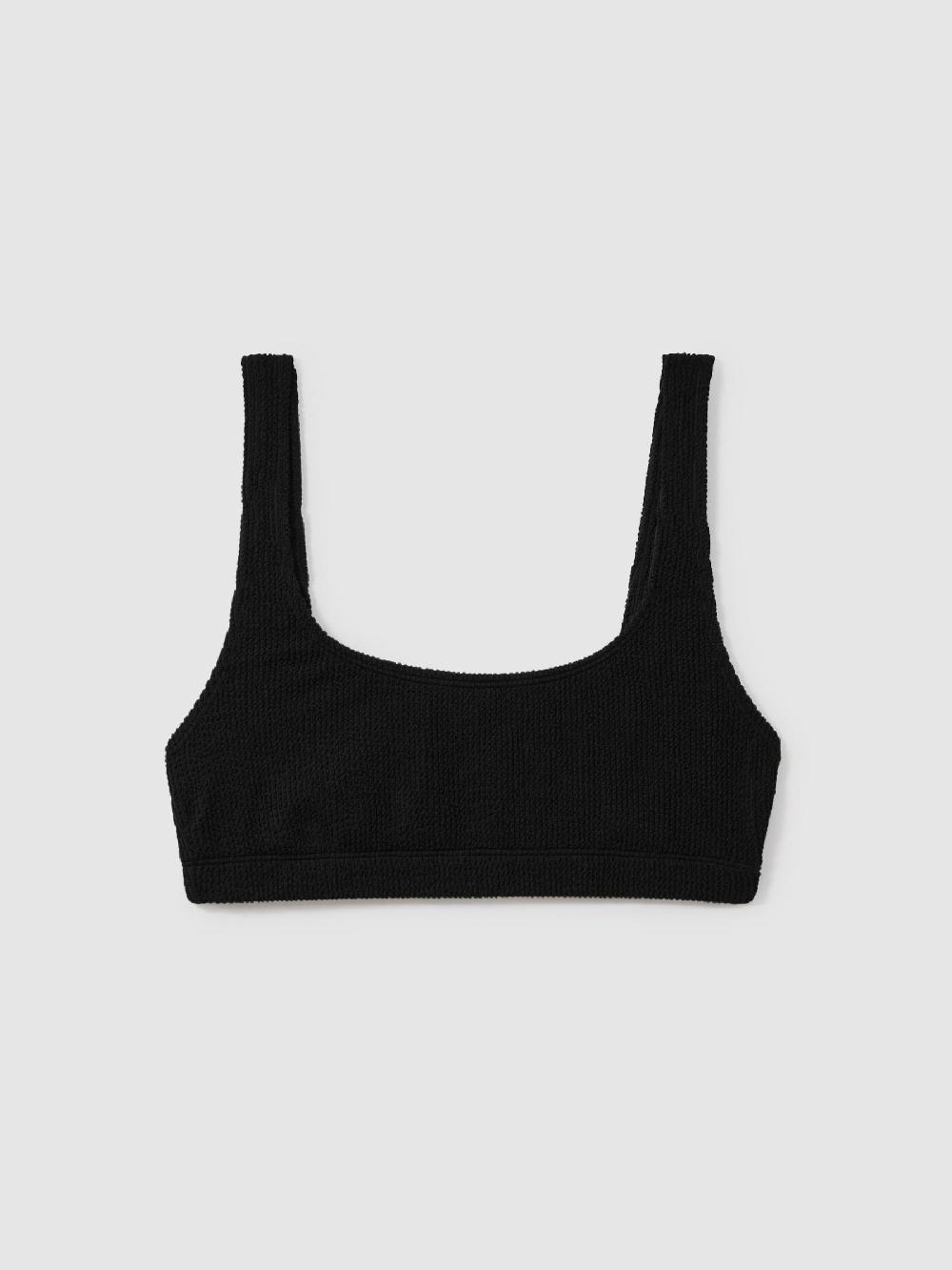 Reiss Always Fits Textured High Rise Bikini Bottoms In Black