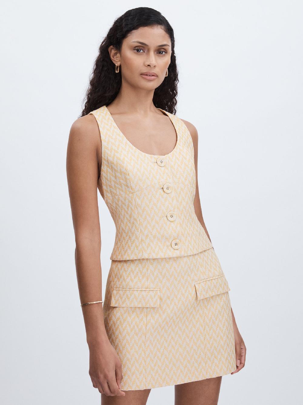 Reiss Anna Quan Chevron-Weave Button-Through Top In Cream
