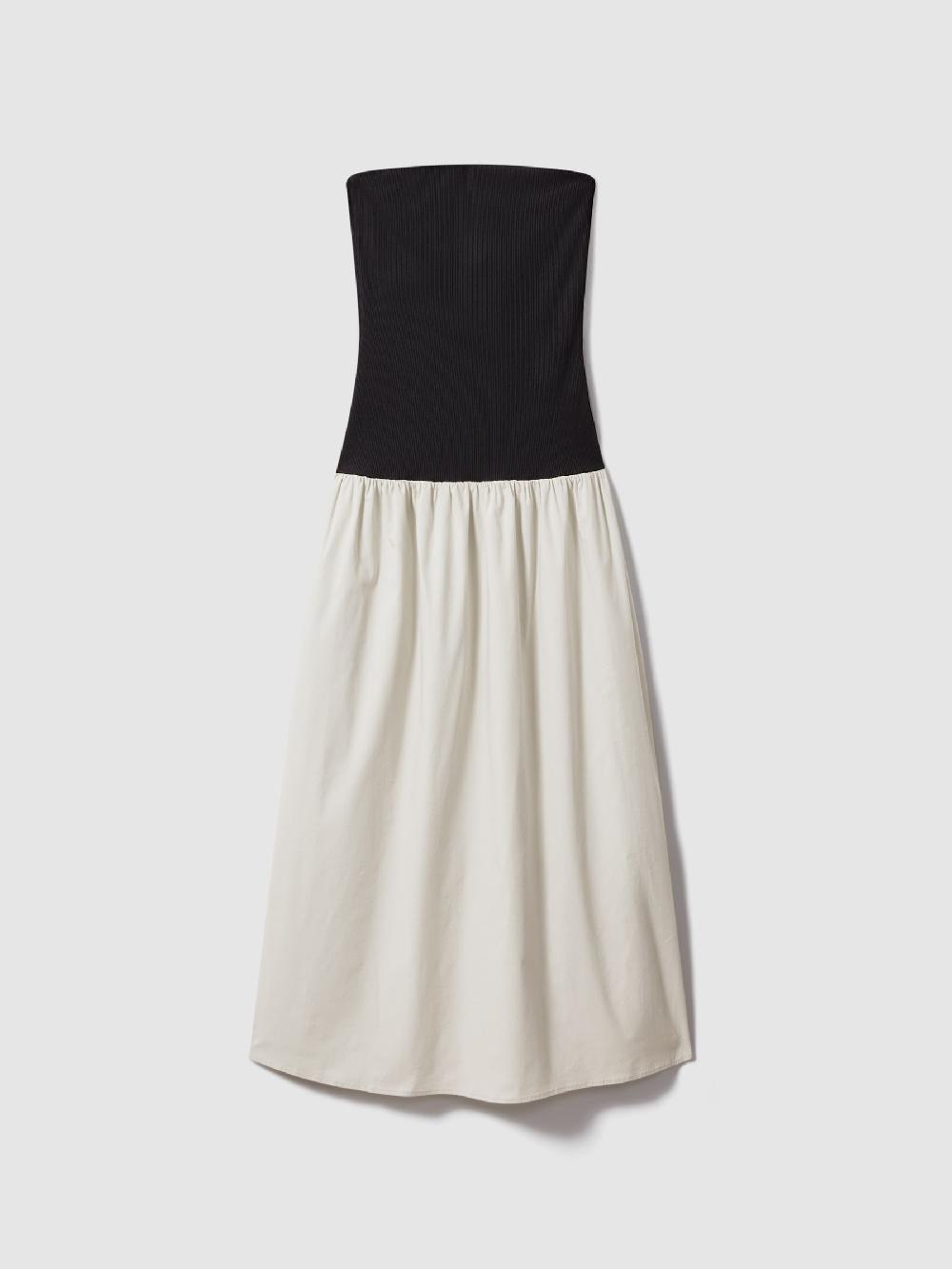 Reiss Anna Quan Drop Waist Maxi Dress In Black/Grey