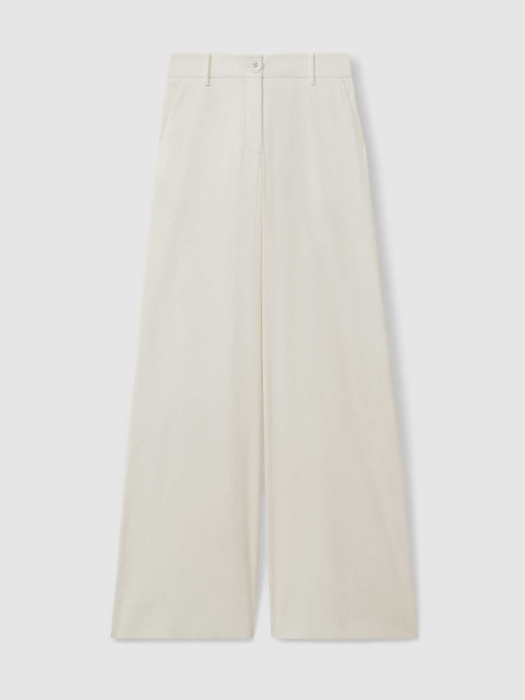 Reiss Anna Quan Wide Leg Linen Blend Trousers In Ivory