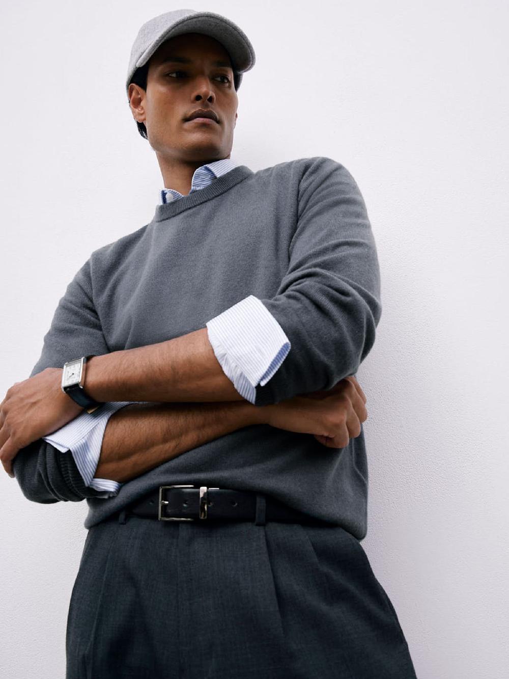 Reiss Atelier 100% Cashmere Crew-Neck Jumper In Powder Blue