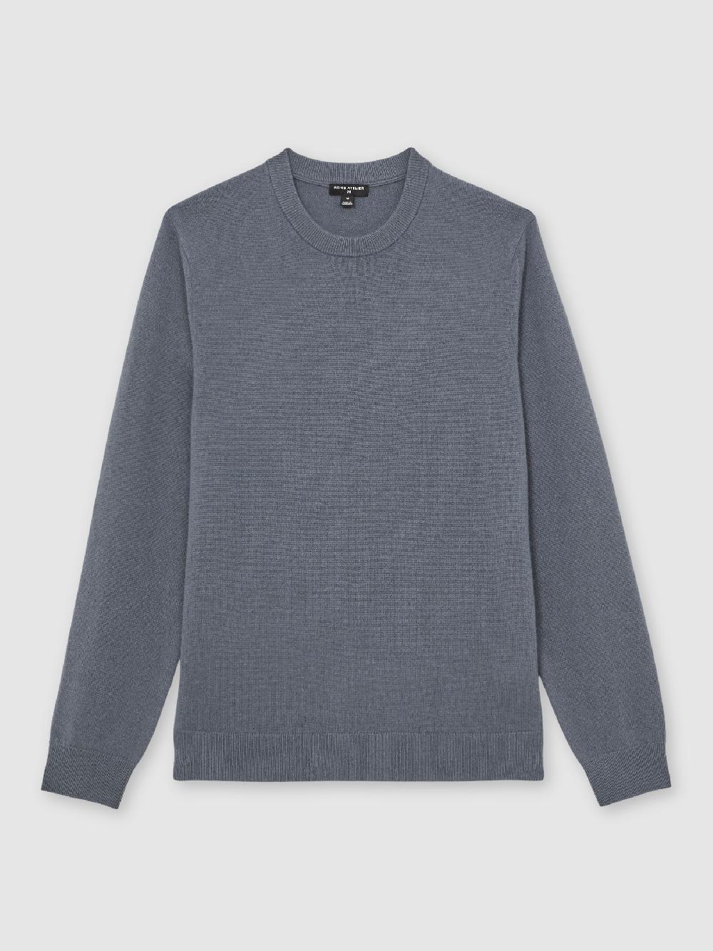 Reiss Atelier 100% Cashmere Crew-Neck Jumper In Powder Blue