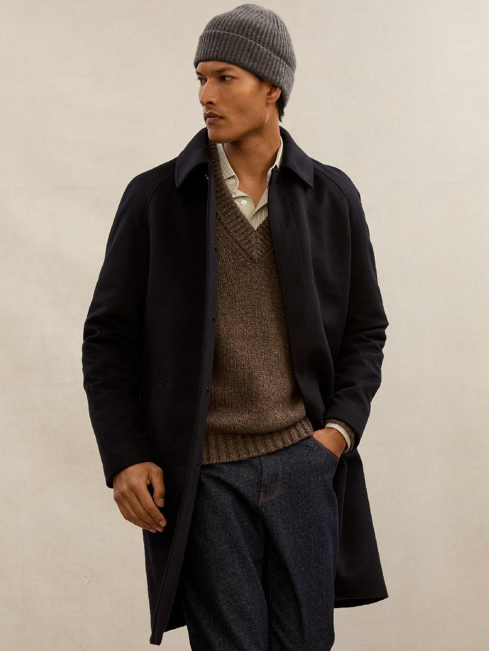 Reiss Atelier 100% Cashmere Rib-Knit Beanie In Mid Grey