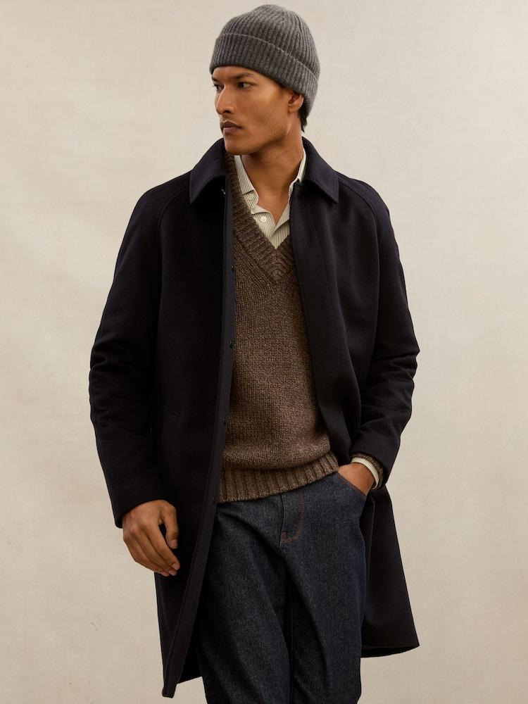 reiss Atelier 100% Cashmere Rib-Knit Beanie in Mid Grey