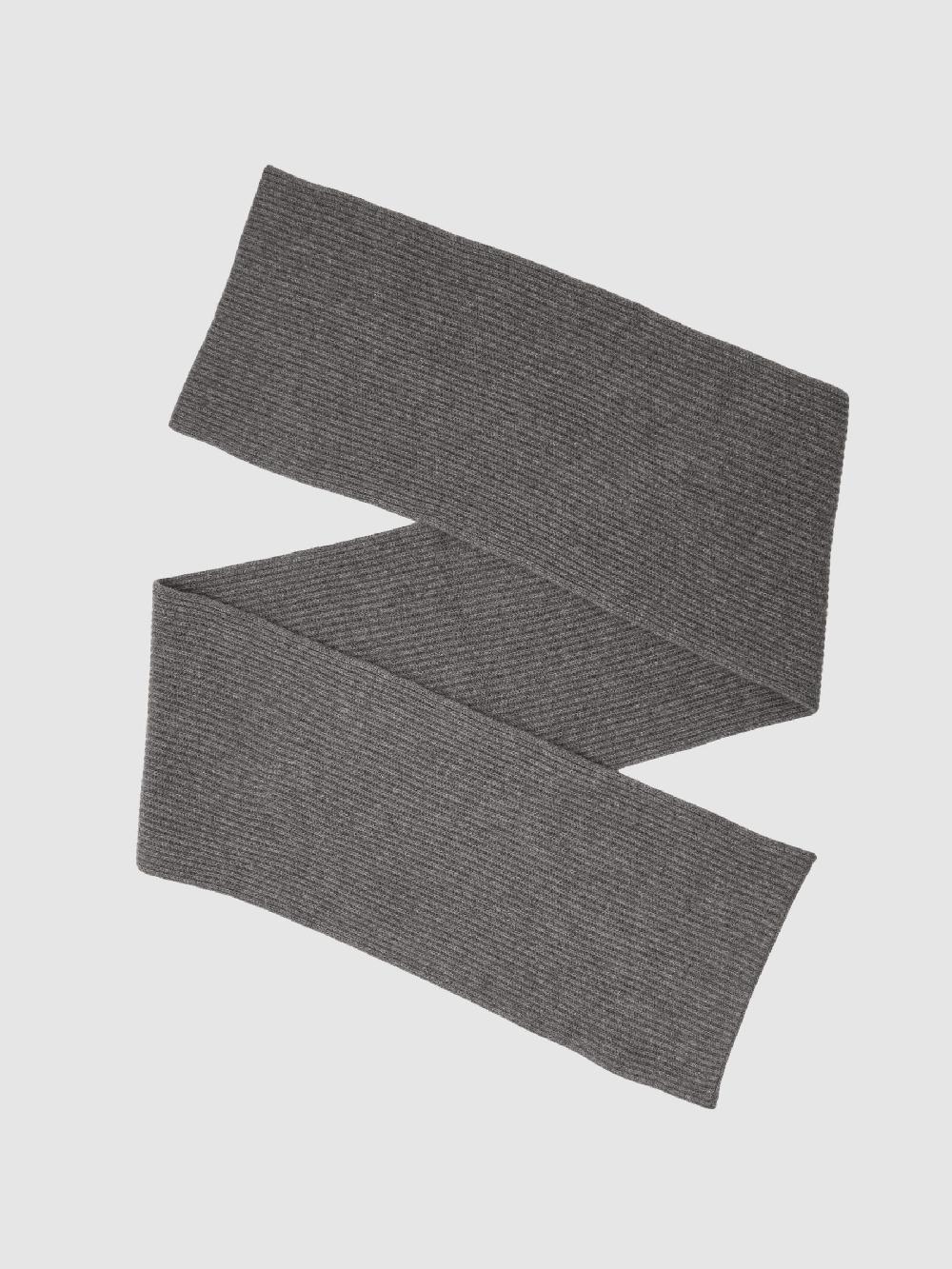 Reiss Atelier 100% Cashmere Rib-Knit Scarf In Mid Grey