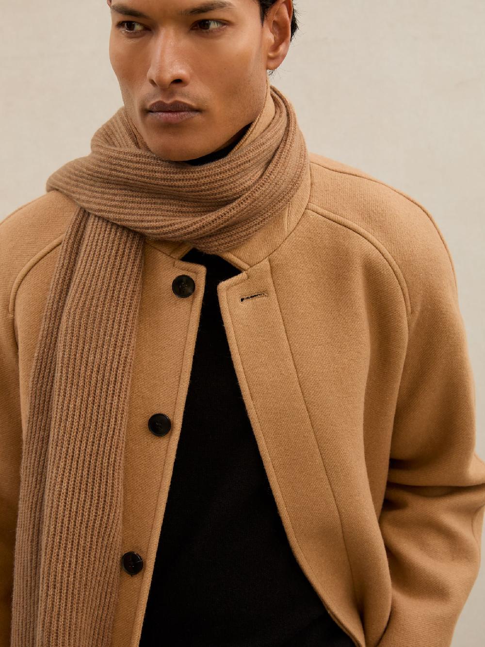 Reiss Atelier 100% Cashmere Rib-Knit Scarf In Oatmeal