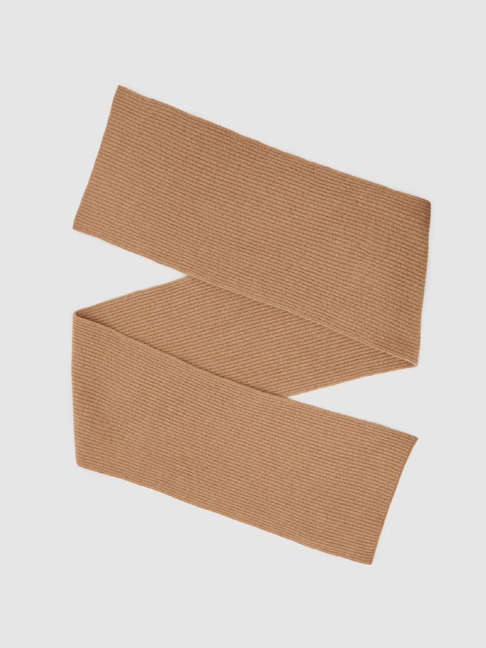 Reiss Atelier 100% Cashmere Rib-Knit Scarf In Oatmeal