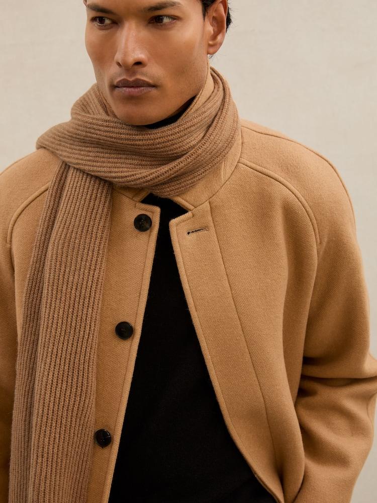 reiss Atelier 100% Cashmere Rib-Knit Scarf in Oatmeal