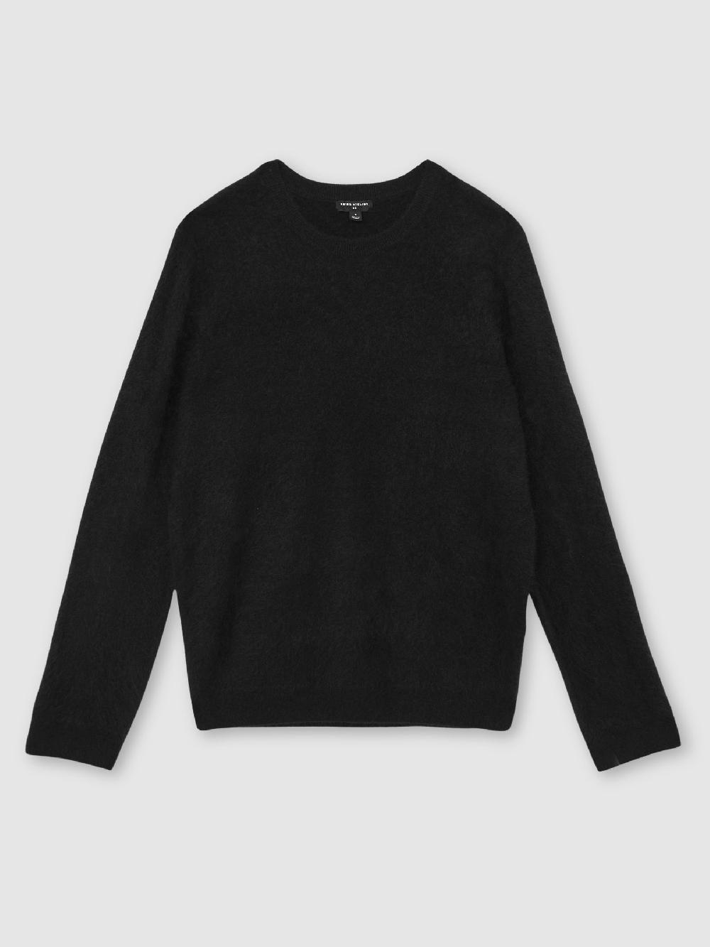 Reiss Atelier Brushed-Cashmere Crew Jumper In Black