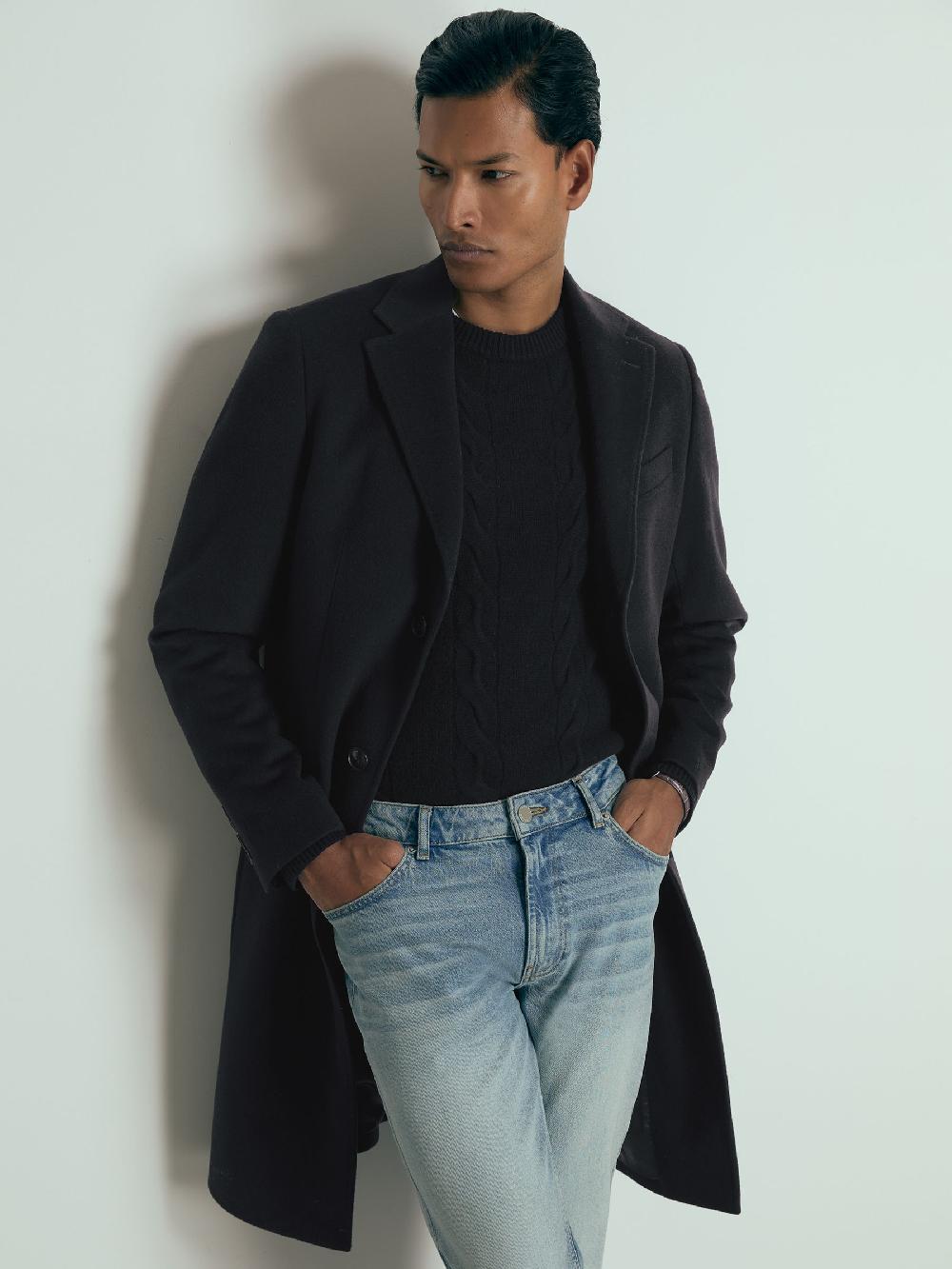 Reiss Atelier Cashmere Single-Breasted Overcoat In Navy