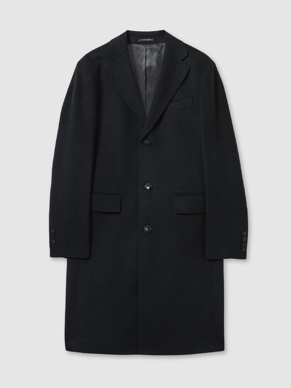 Reiss Atelier Cashmere Single-Breasted Overcoat In Navy