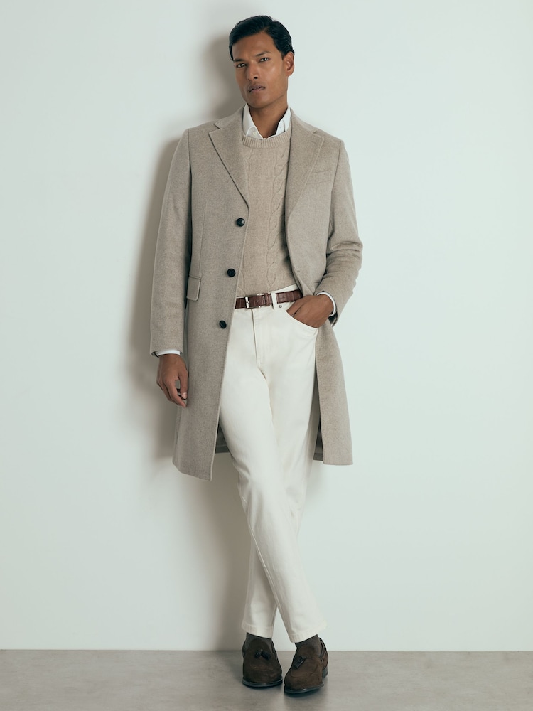 reiss Atelier Cashmere Single-Breasted Overcoat in Oatmeal