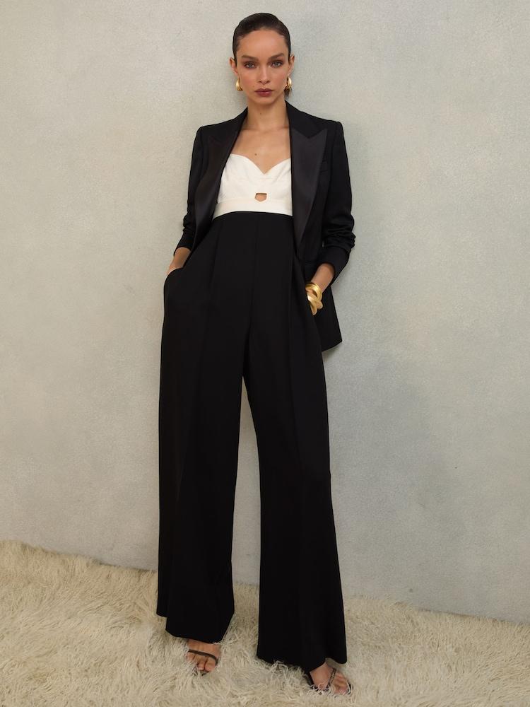 reiss Atelier Colourblock Wide-Leg Jumpsuit in Black