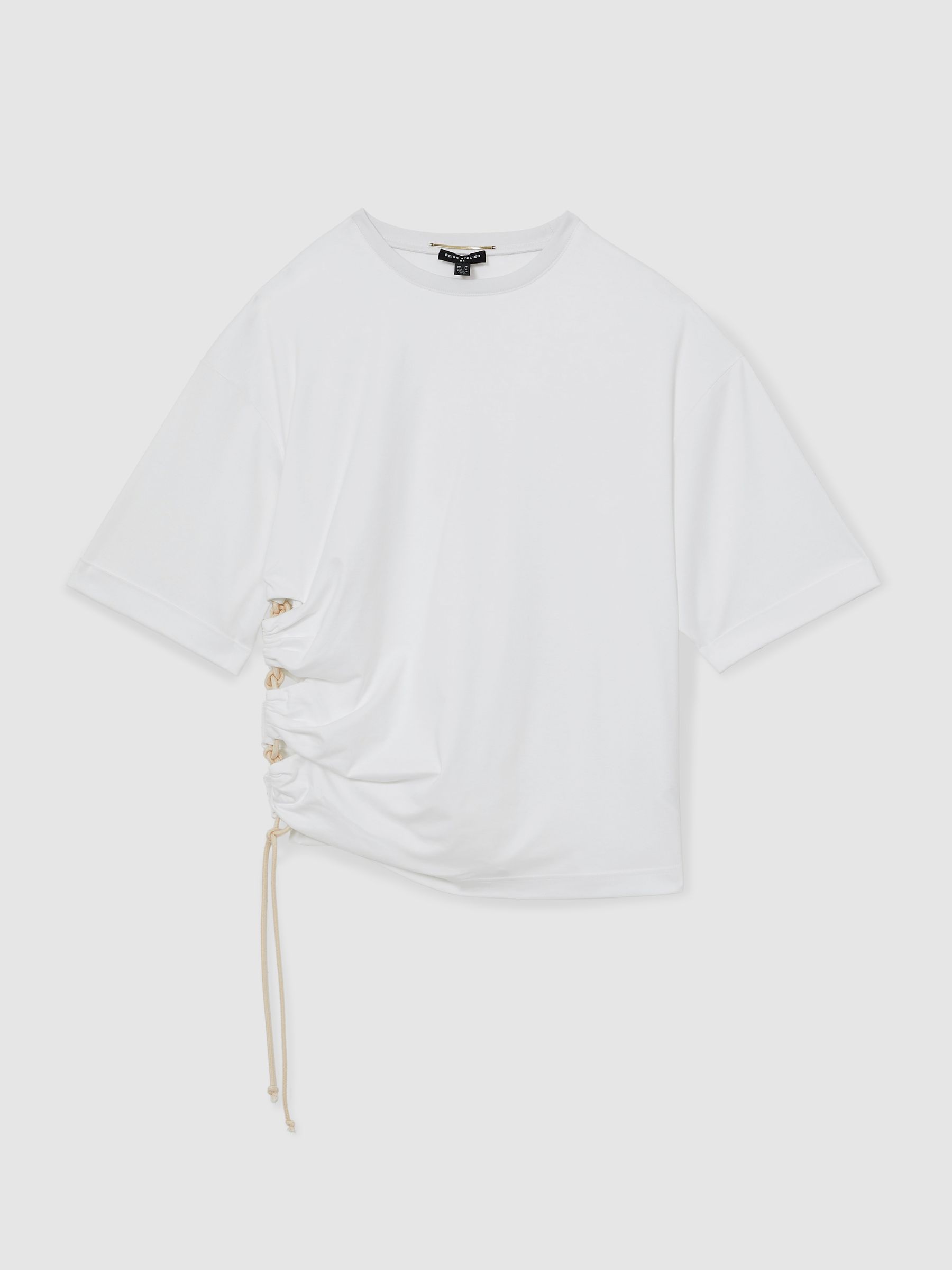 Reiss Atelier Cotton Cut-Out Rope-Cord Top In White