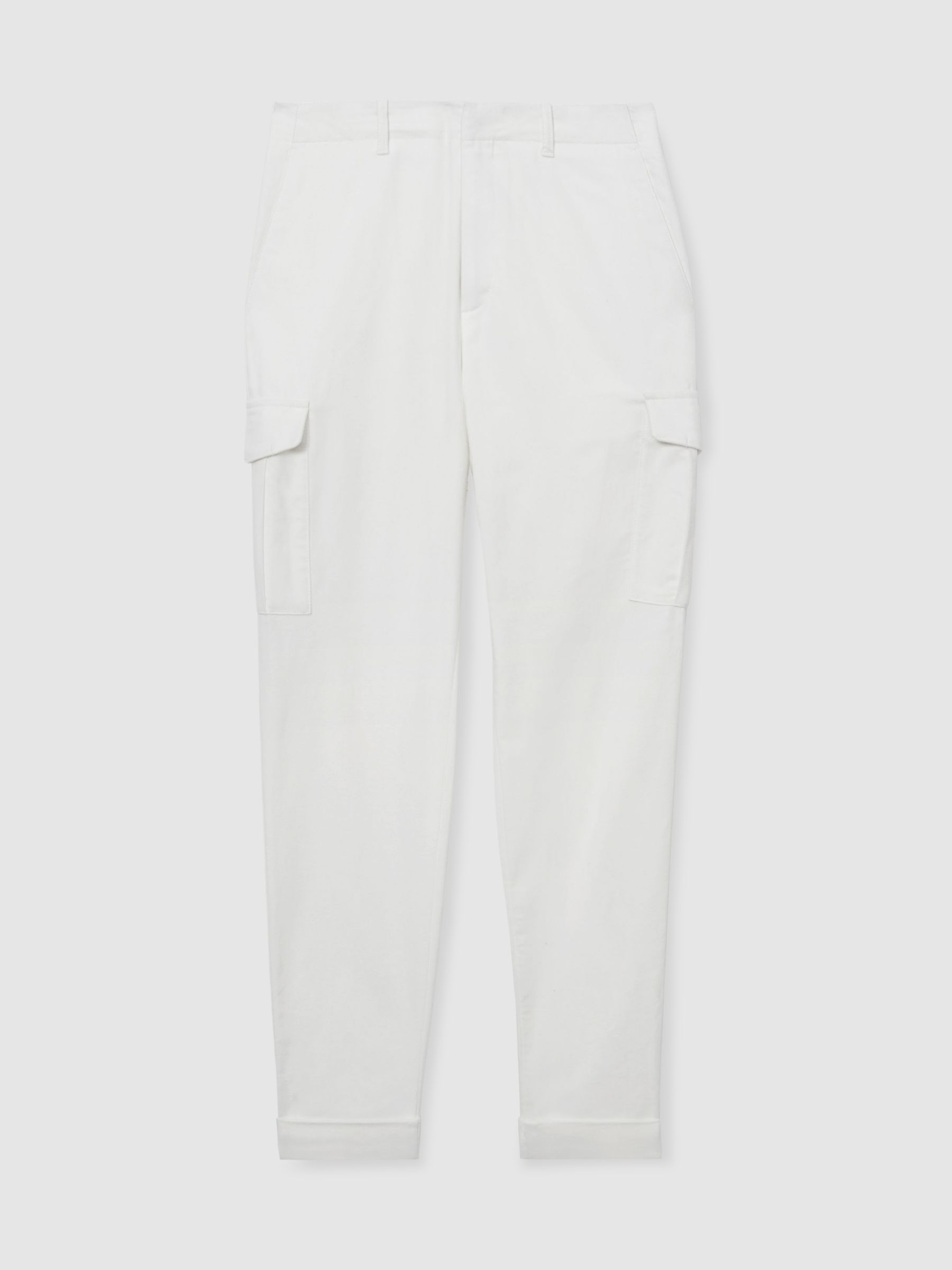 Reiss Atelier Cotton-Moleskin Cargo Trousers In White