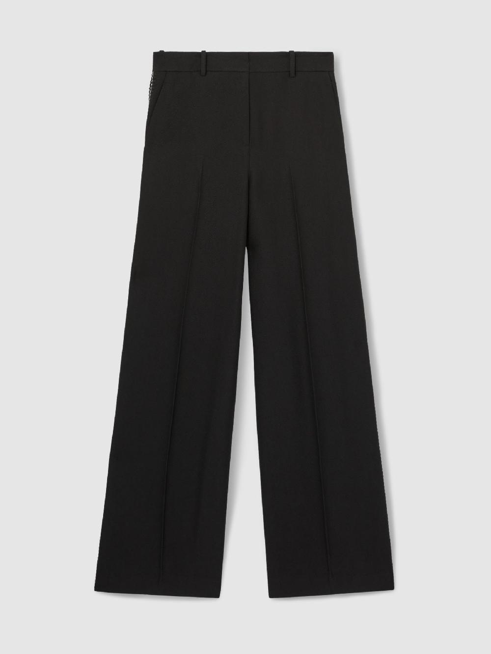 Reiss Atelier Crepe Wide-Leg Stitch Trousers In Black