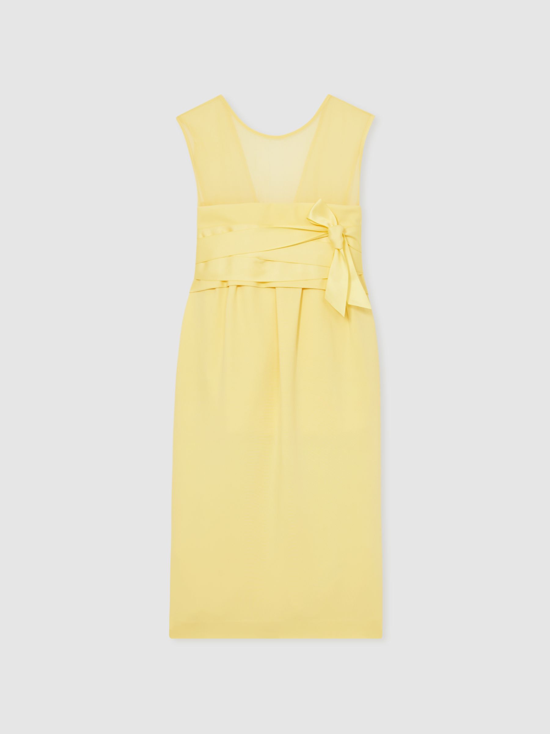 Reiss Atelier Ribbon-Tie Corset Shift Dress In Lemon