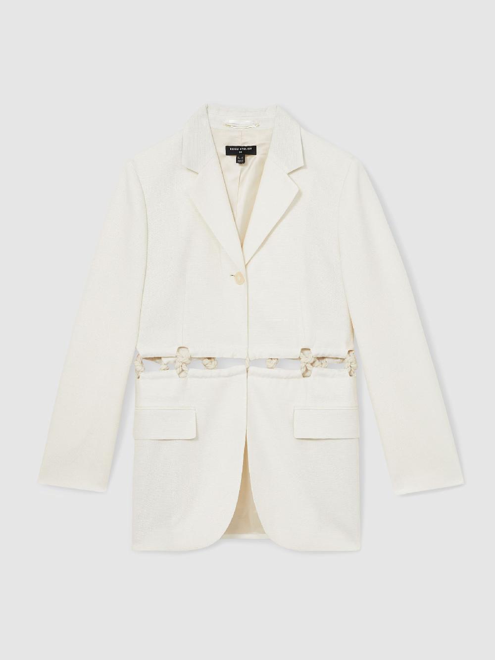 Reiss Atelier Rope-Detail Single-Breasted Blazer In White