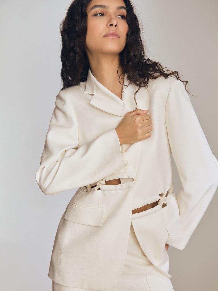 reiss Atelier Rope-Detail Single-Breasted Blazer in White
