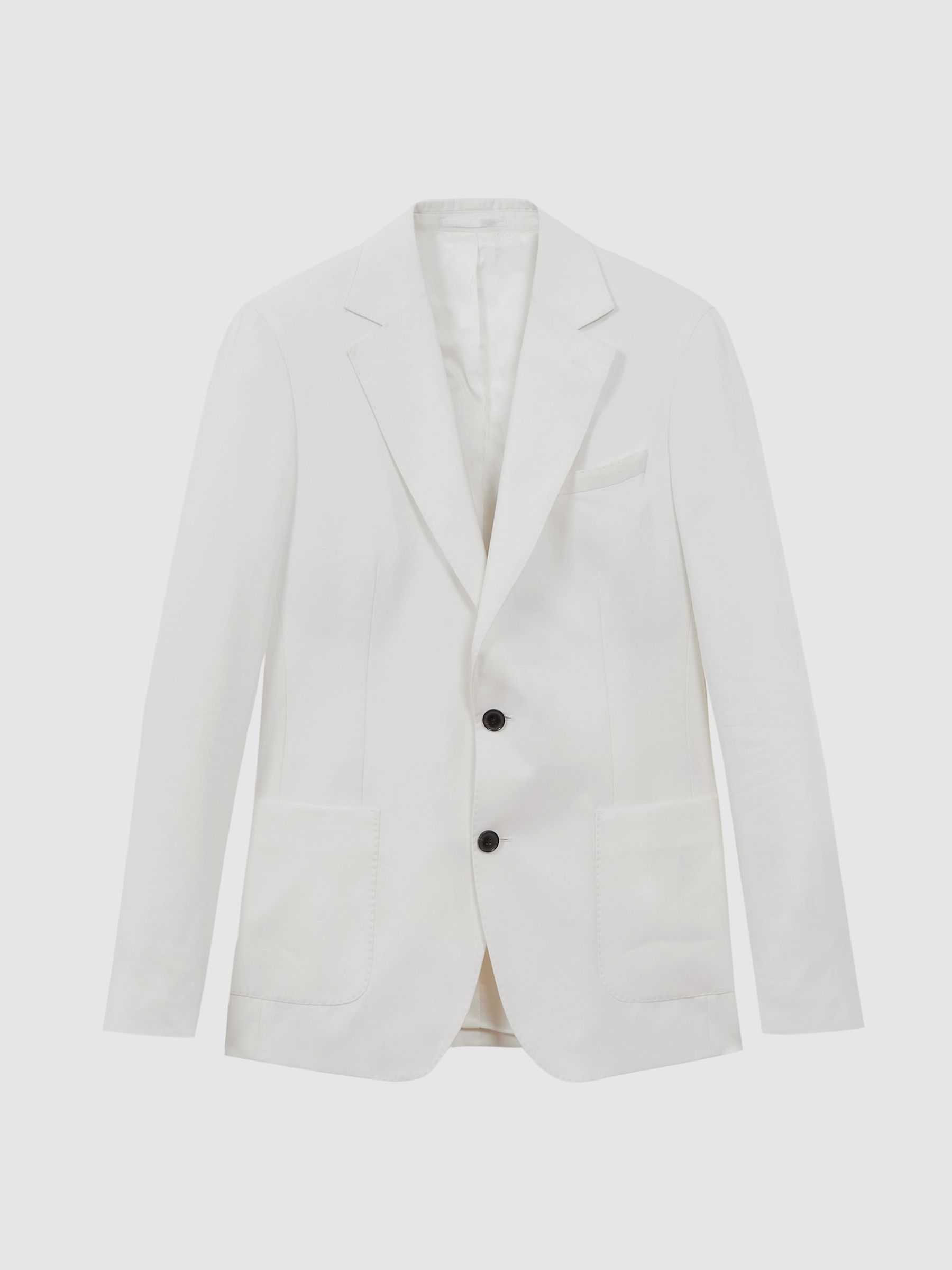 Reiss Atelier Sea Island Cotton Slim Fit Single Breasted Blazer In White