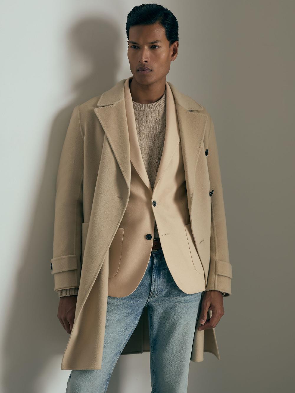 Reiss Atelier Single-Breasted Blazer In Wool-Blend Twill In Stone