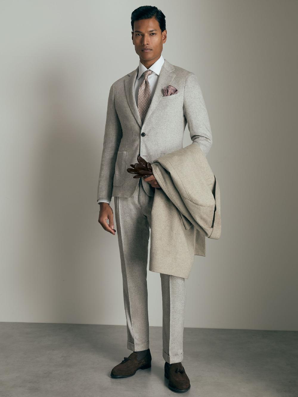Reiss Atelier SIngle-Breasted Suit Jacket In Grey Melange