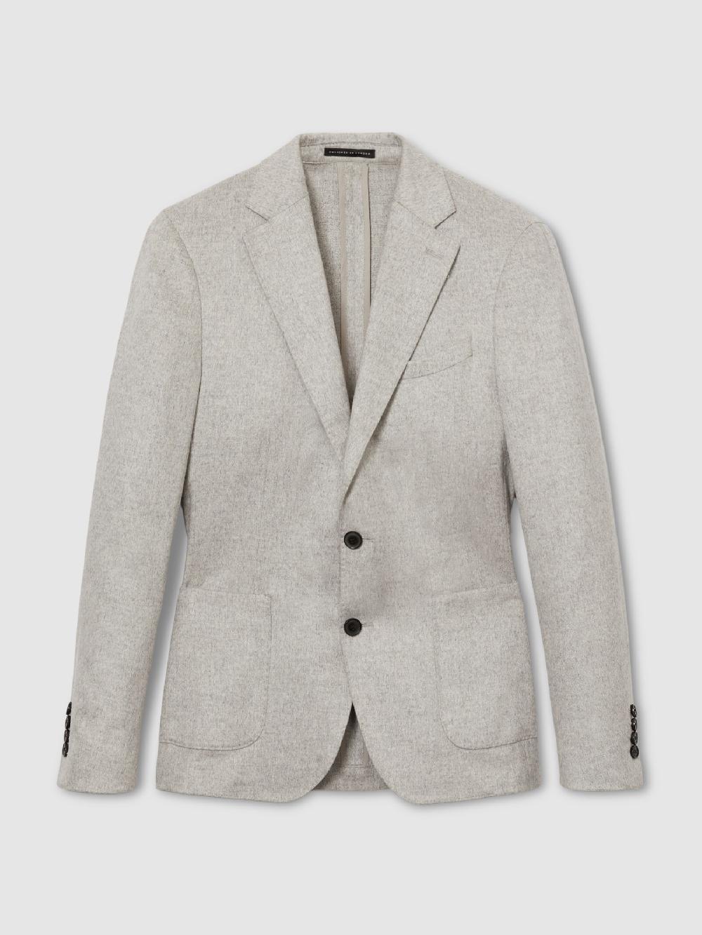 Reiss Atelier SIngle-Breasted Suit Jacket In Grey Melange
