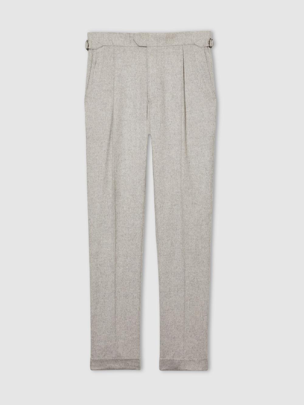 Reiss Atelier Tapered Wool Suit Trousers In Grey Melange